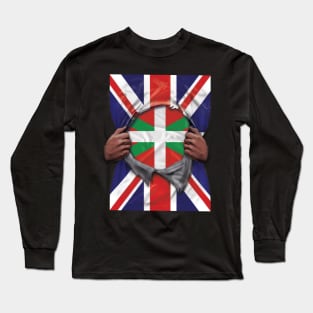 Bilbao Flag Great Britain Flag Ripped - Gift for Basque From Bilbao Long Sleeve T-Shirt